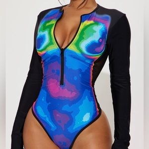 Long Sleeve Swimsuit - Multicolored